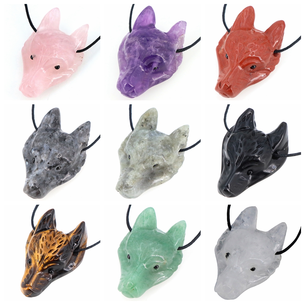 40mm Wolf Head Stone Hanger Na - Jewelry Making Gemstones recensie en prijs
